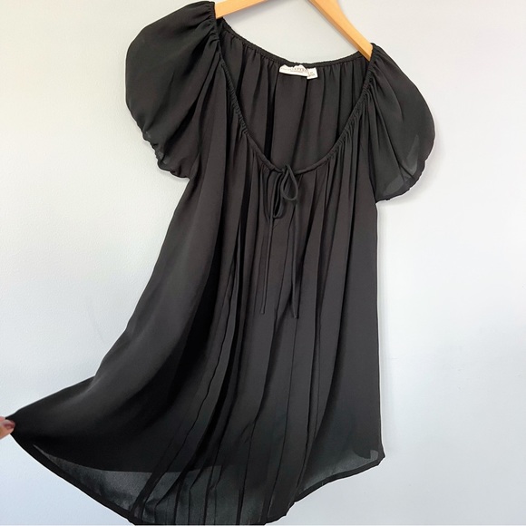 Eva Mendes Black Rita Sheer Peasant Blouse size XS - Picture 3 of 6